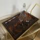 Large serving tray in lucite and brass circa 1970