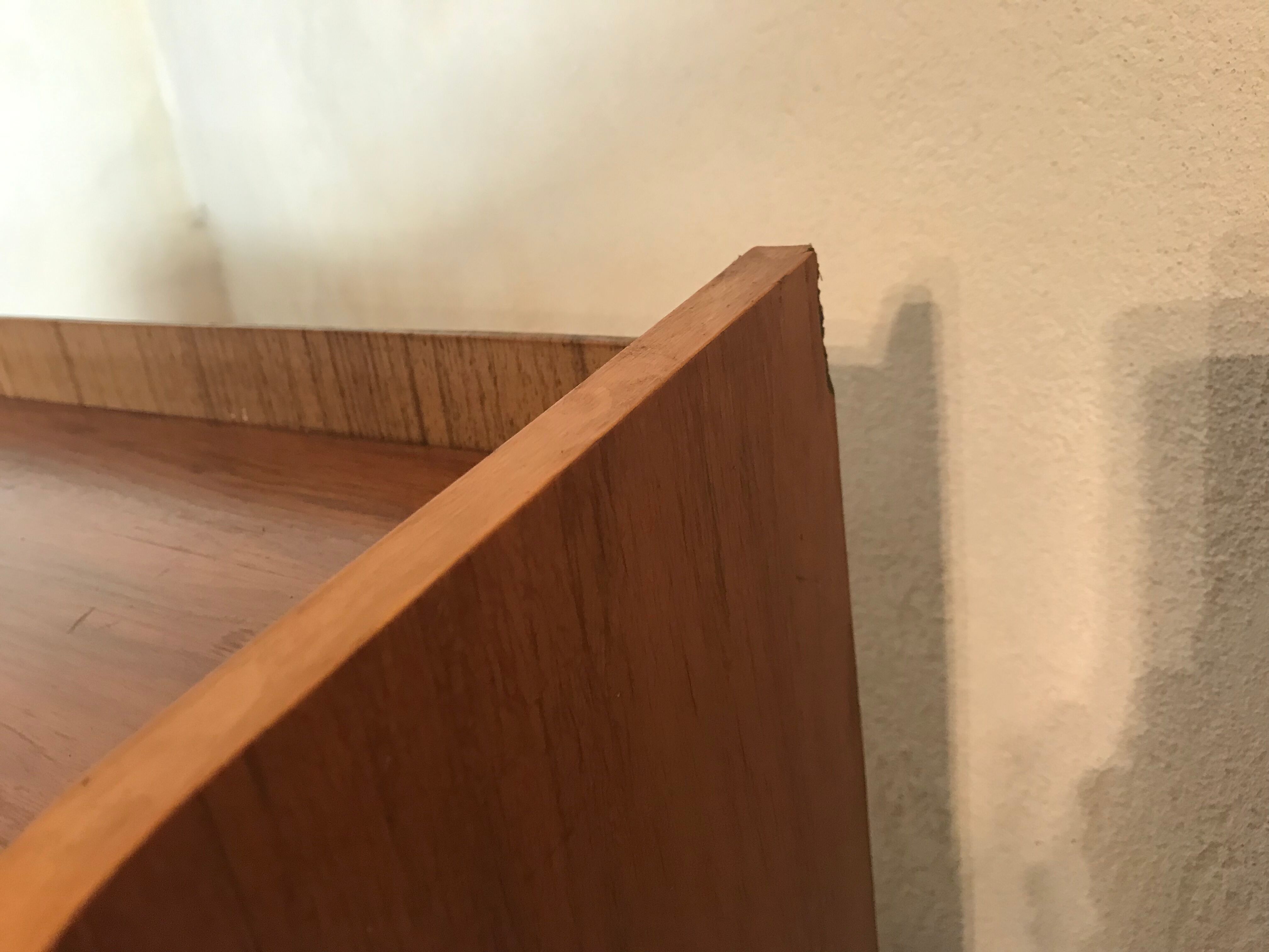 1960's vintage bookcase blond walnut and compass feet