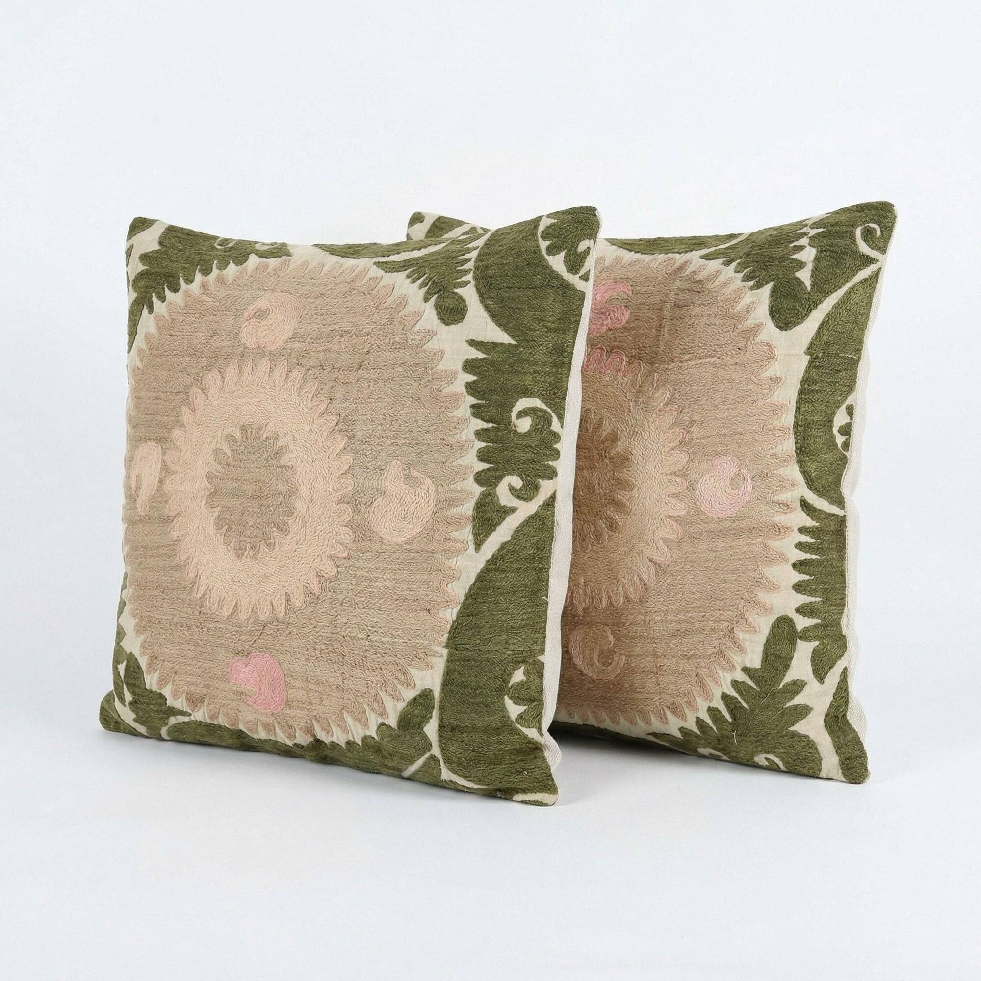 Set of 2 vintage embroidered cushion covers 61x64 cm