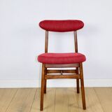 Vintage Hałas upholstered chair in raspberry strawberry vintage colour