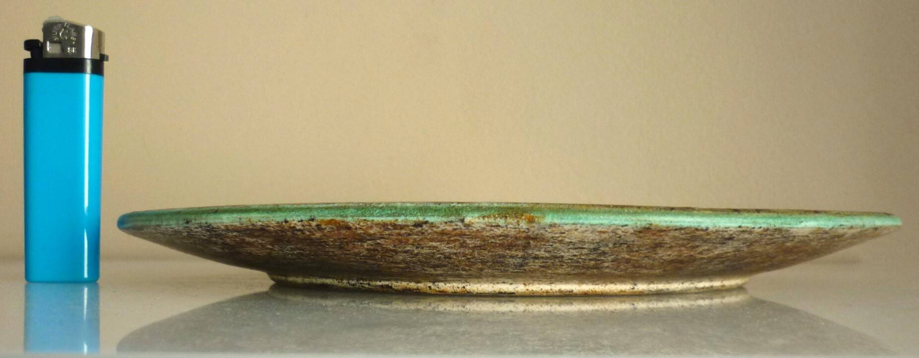 Enamelled ceramic plate, signed Bernard Buffat design from the 60s/70s