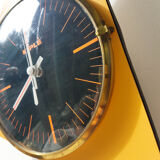 Yellow triangular KIPLE pendule in formica Years 7 Vintage clock Vintage pendule Made in France