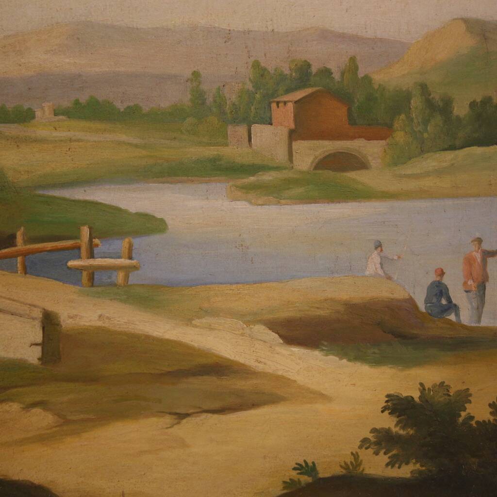 Great landscape painting with figures from the 20th century