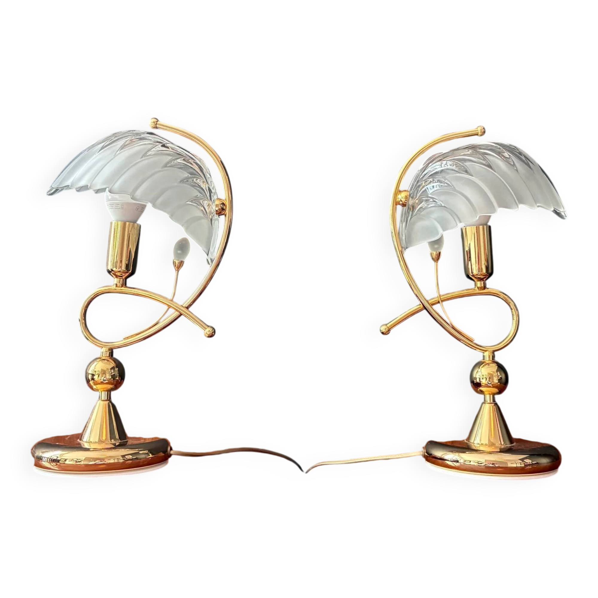 Pair of "Shell" lamps in brass - 1970.