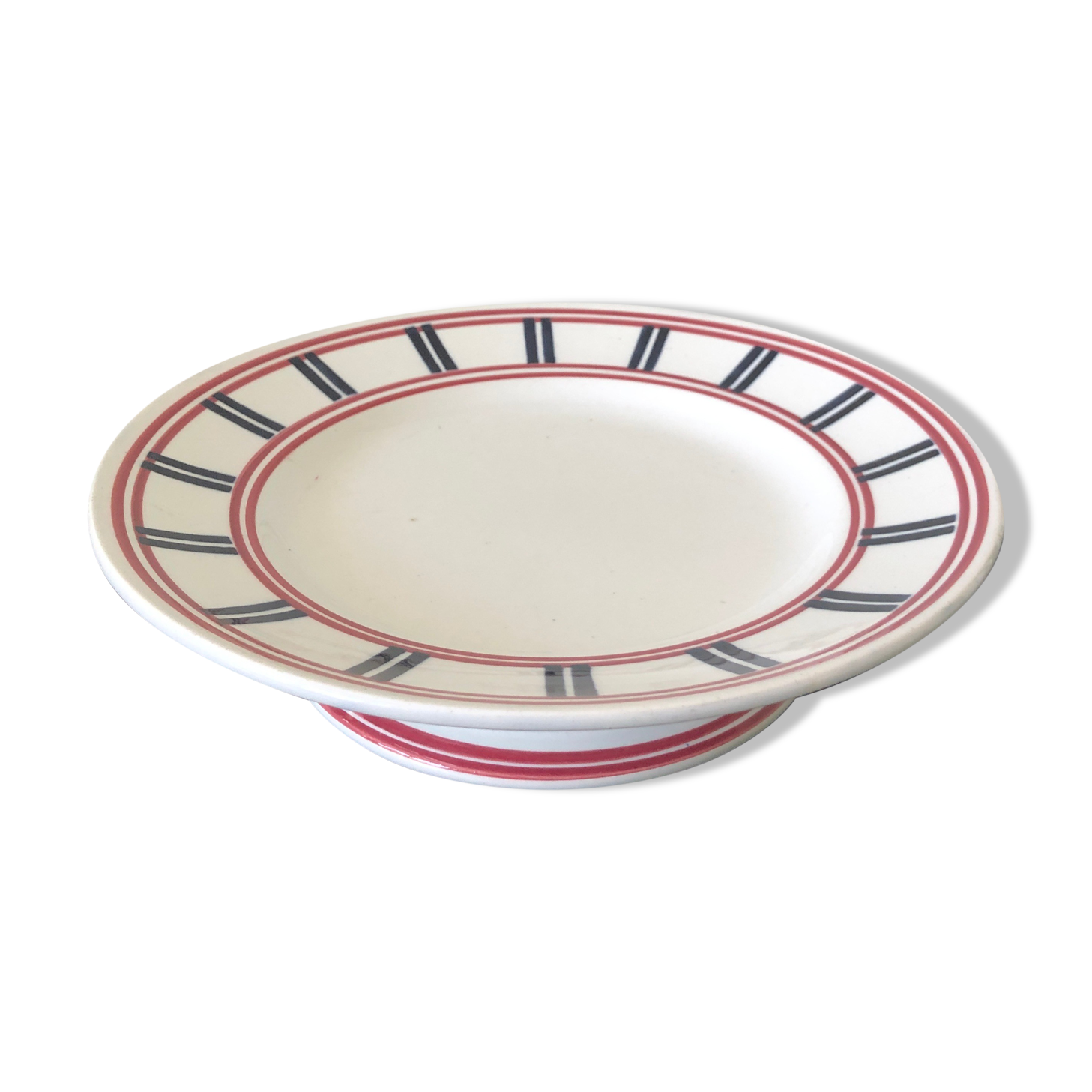 Compotier Basque porcelain red and blue