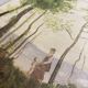 Oil on cardboard romantic landscape