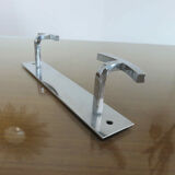 Coat rack in chrome brass 2 hooks 70s