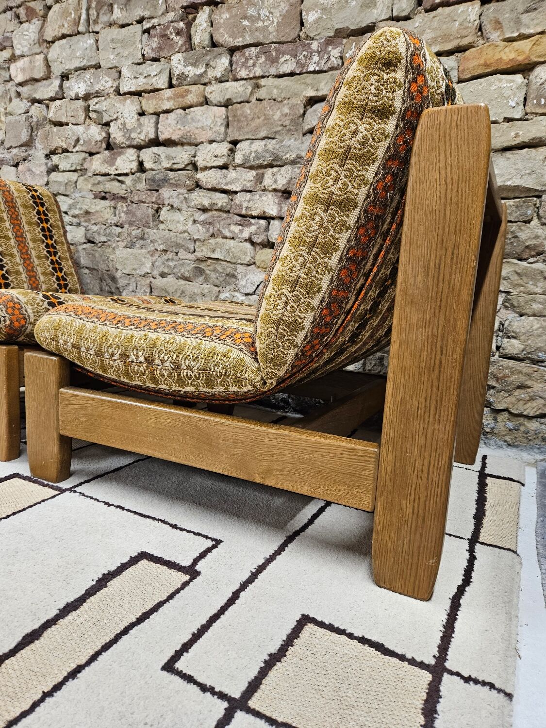 Pair of seats and a vintage ottoman 1970