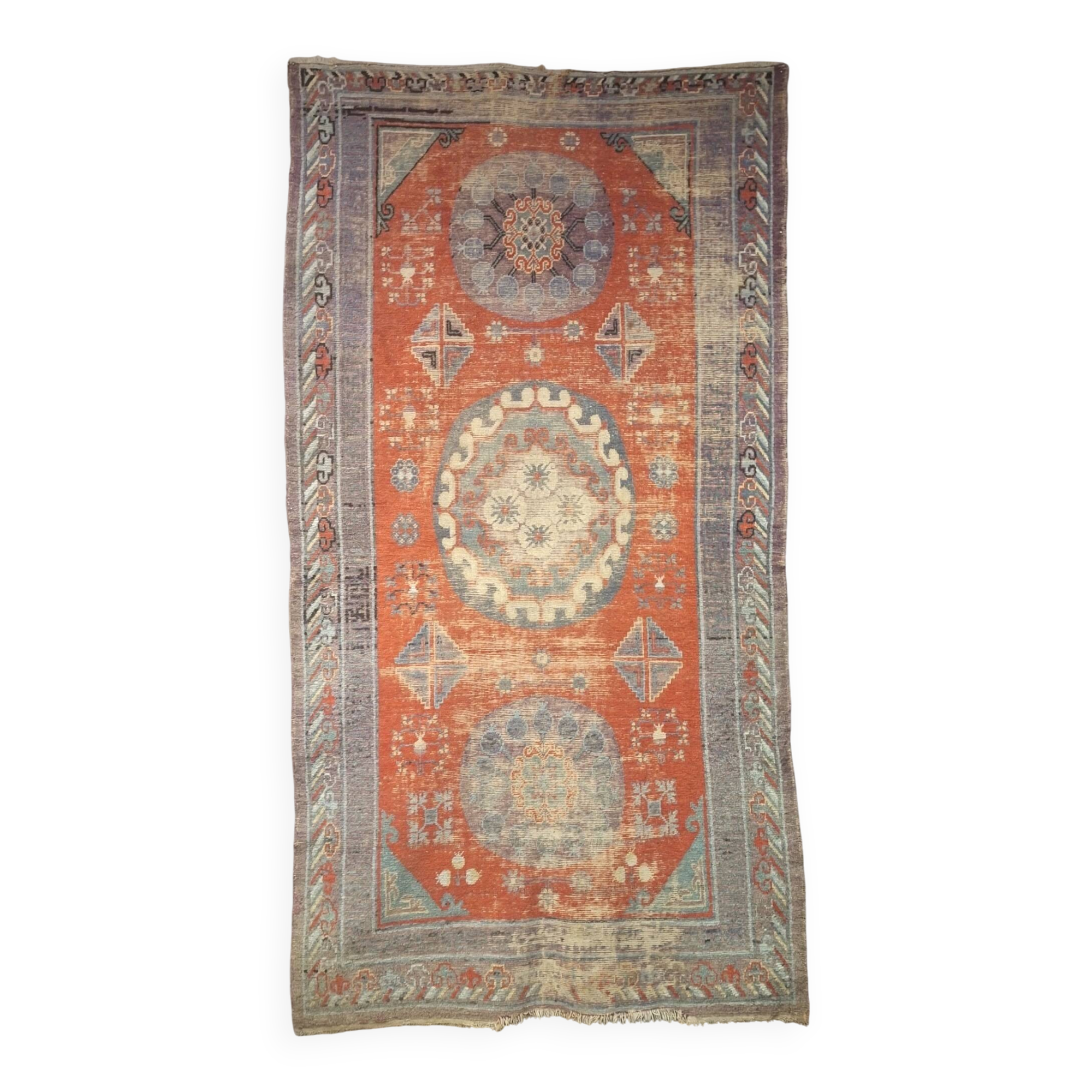 Antique Khotan rug Uyghur East Turkestan 1910