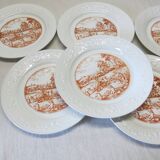 6 vintage white Augusty porcelain dinner plates in very good condition