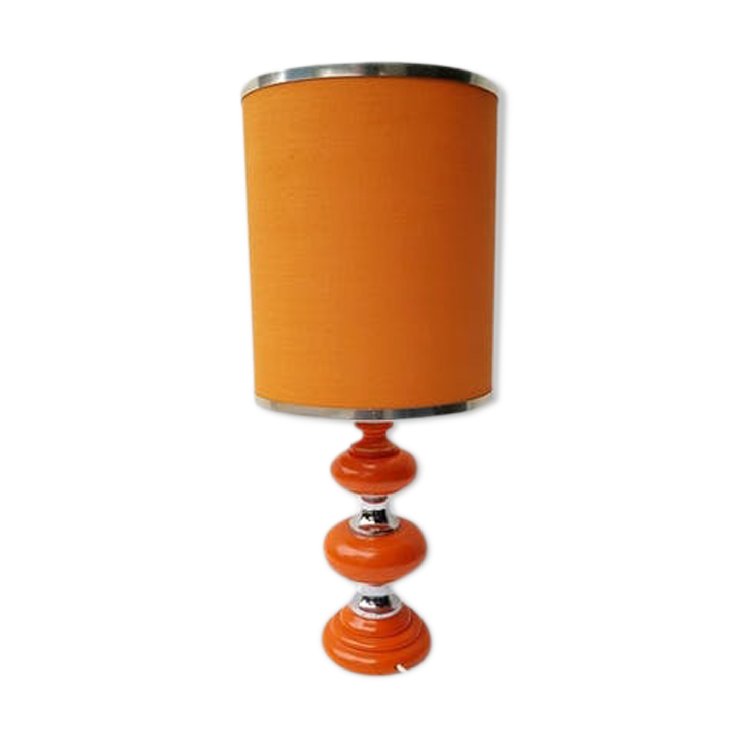 Lampe bois orange et chrome 70's
