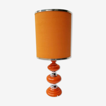 Lampe bois orange et chrome 70's