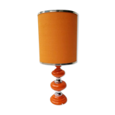 70's orange and chrome wood lamp