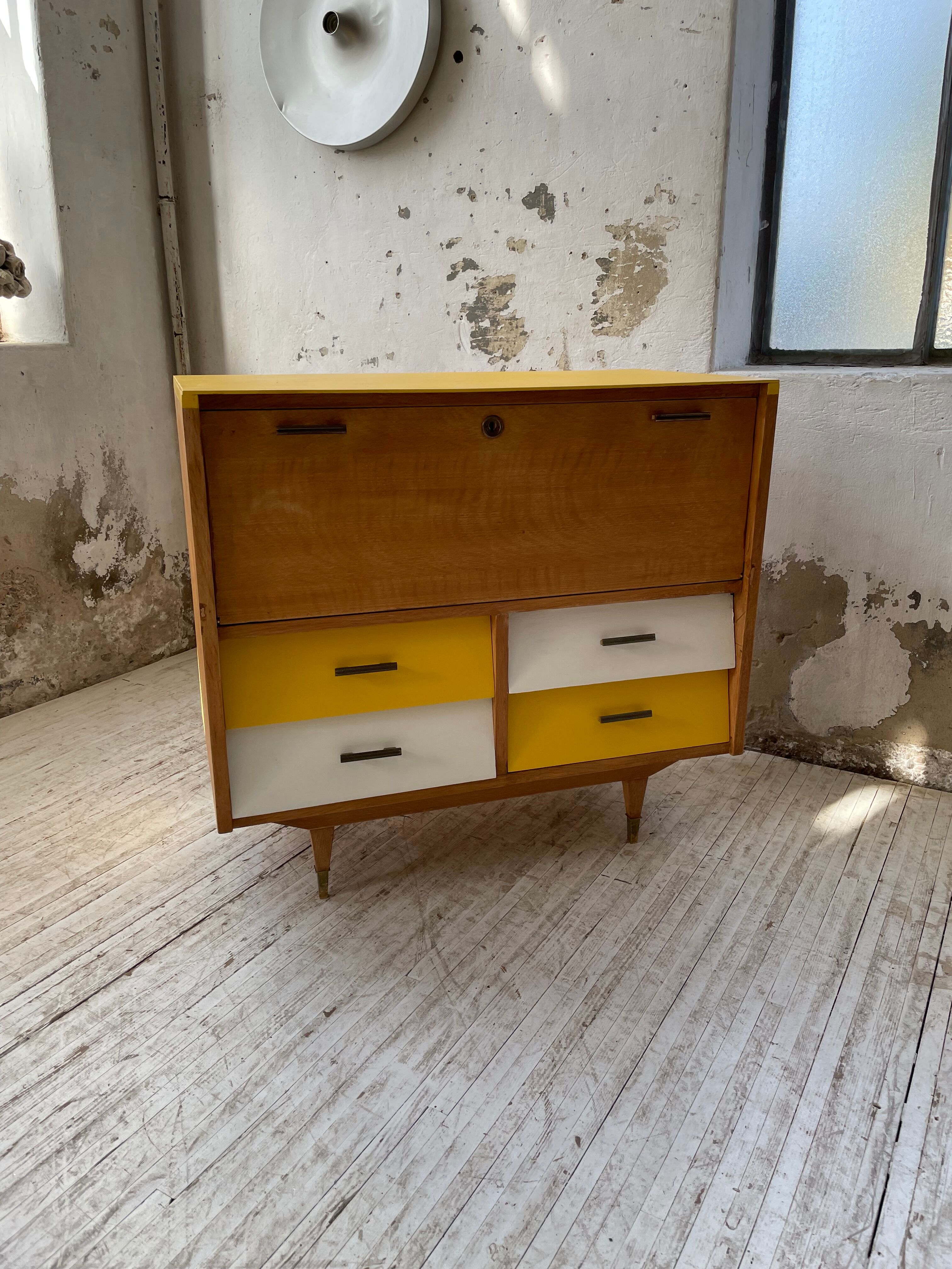 Furniture chest of drawers two-tone 60s