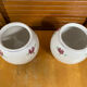 Pair of antique st clément round vases white ceramic flower decor vintage