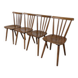 Ensemble de 4 chaises de salle à manger Windsor vintage : en bois des années 50 / STOL Kamnik