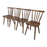 Set of 4 Vintage Windsor Dining Chairs: Mid-Century Wooden / STOL Kamnik