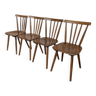 Set of 4 Vintage Windsor Dining Chairs: Mid-Century Wooden / STOL Kamnik