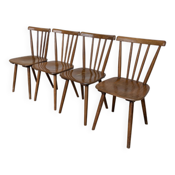 Set of 4 Vintage Windsor Dining Chairs: Mid-Century Wooden / STOL Kamnik