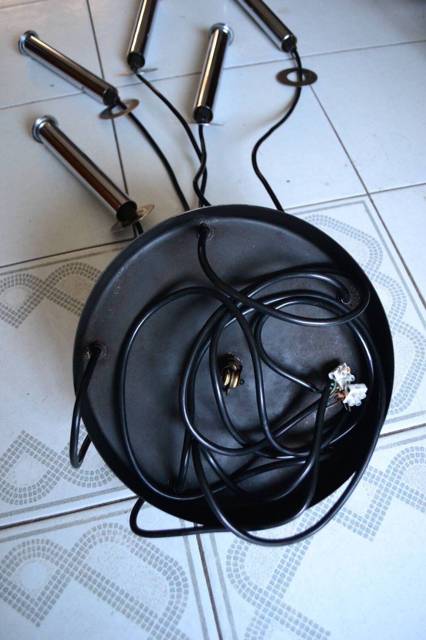 Raak 70s waterfall chandelier with 5 chrome lights