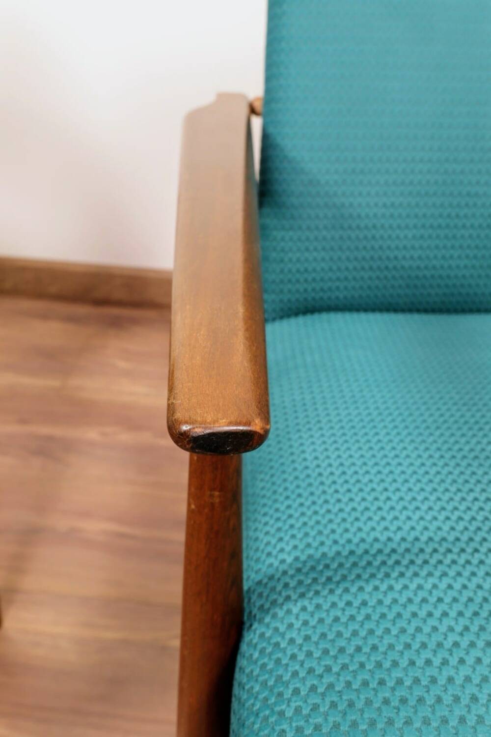 Scandinavian Lounge Chair Mid Century Design Turquoise Vintage Fabric