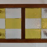 Pair of Scandinavian coffee tables in rosewood and glass tiles