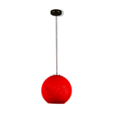 Suspension en verre rouge du milieu du siècle