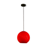 Suspension en verre rouge du milieu du siècle