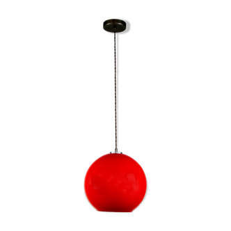 Mid-Century red glass hanging lamp