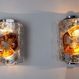 Pair of Mazzega Murano Space age wall lights Italy 1970