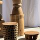 Mini minimalist stool with ball feet in teak H15 D35