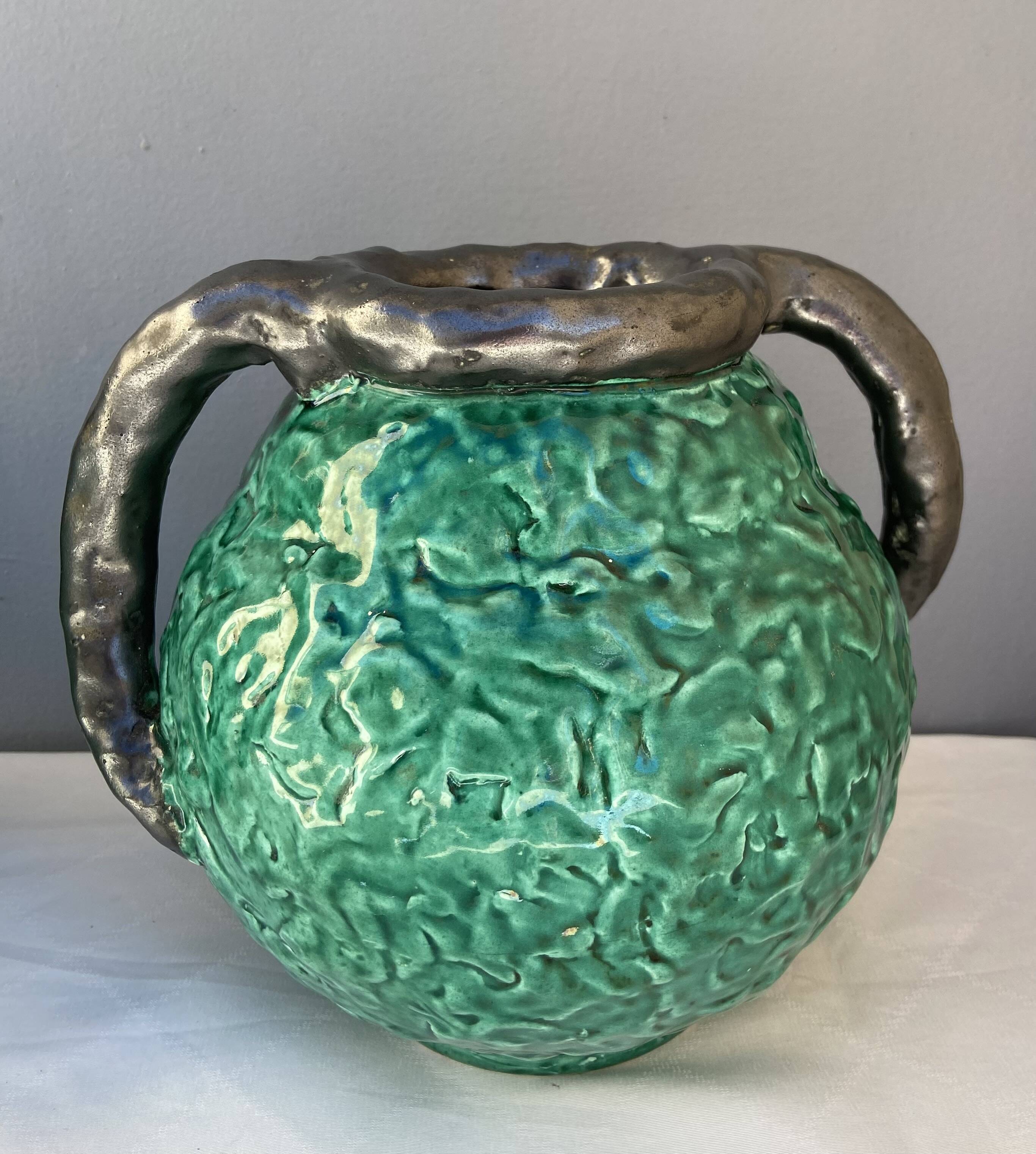 Pair of Jerome Massier vases, Vallauris, 1950s