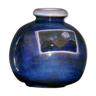 Blued rounded vase with landscape/flowers