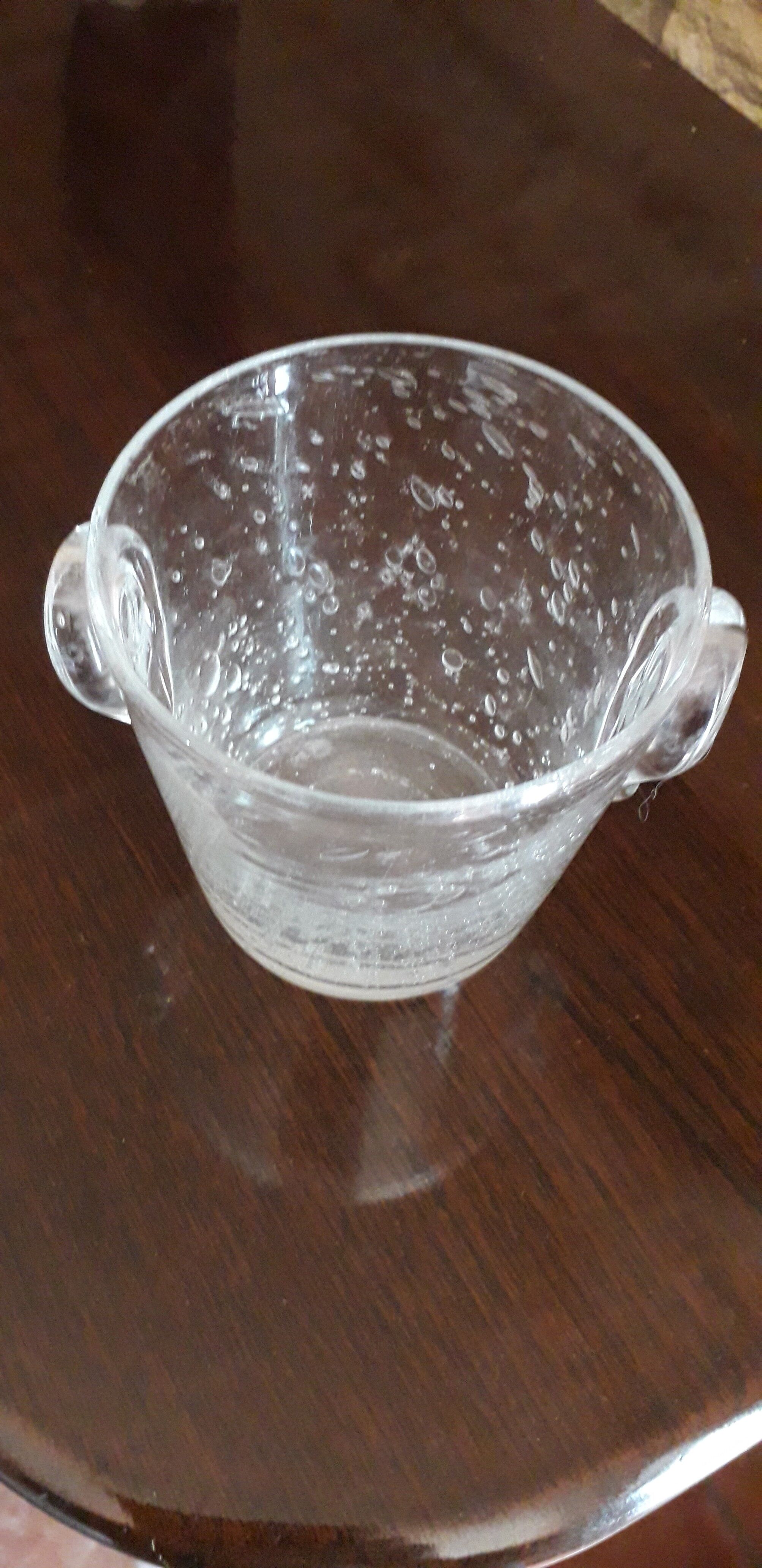 Transparent bubble blown glass ice bucket