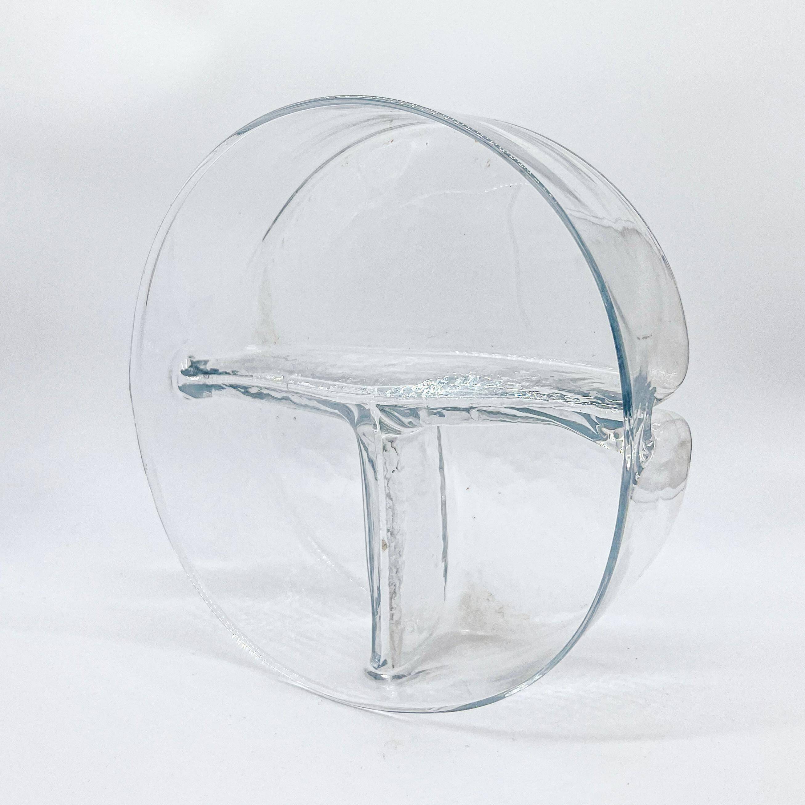 Vintage Italian "Membrane" Valet Tray in Clear Murano Glass by Toni Zuccheri