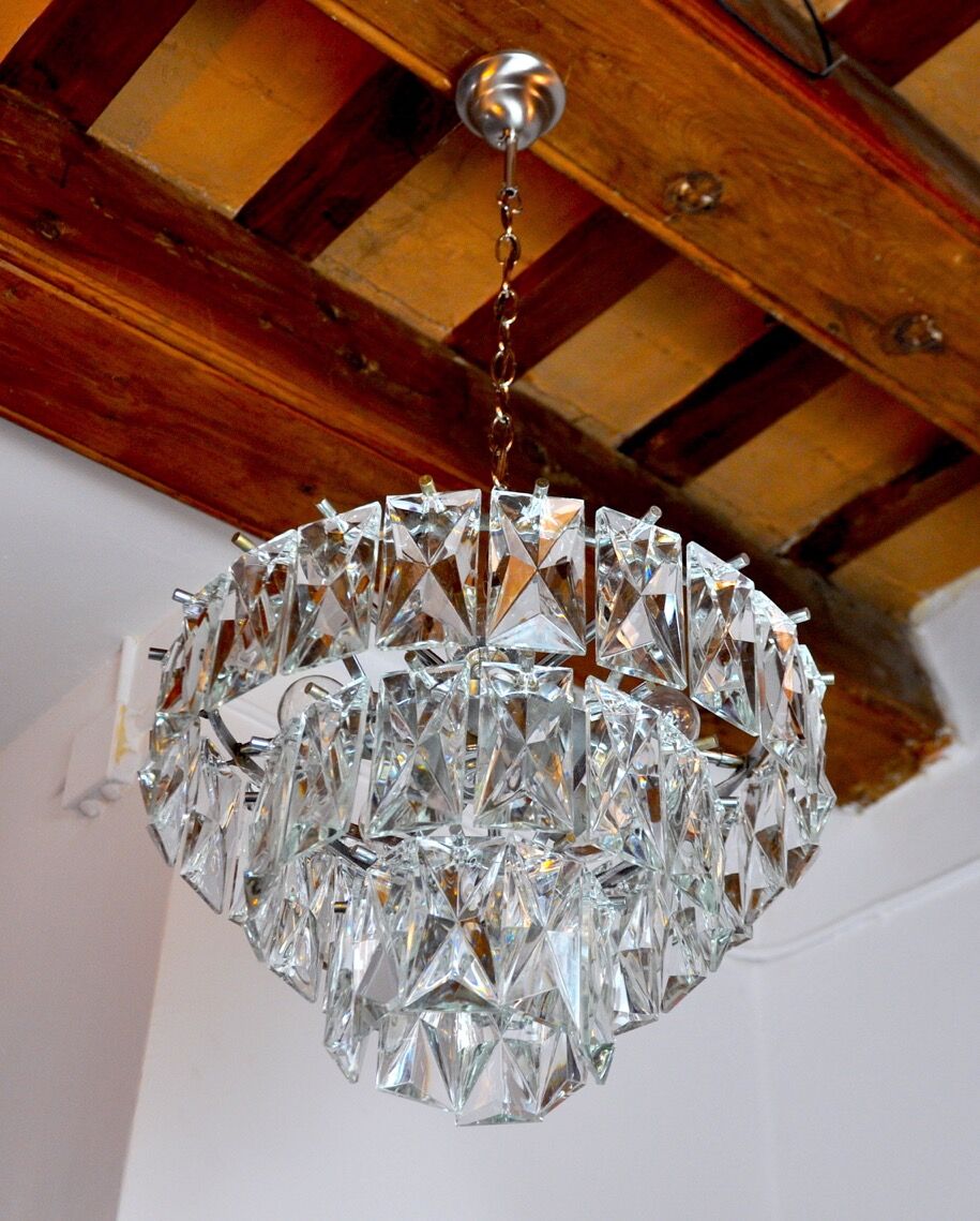 Kinkeldey chandelier 3 levels crystals Germany 1970
