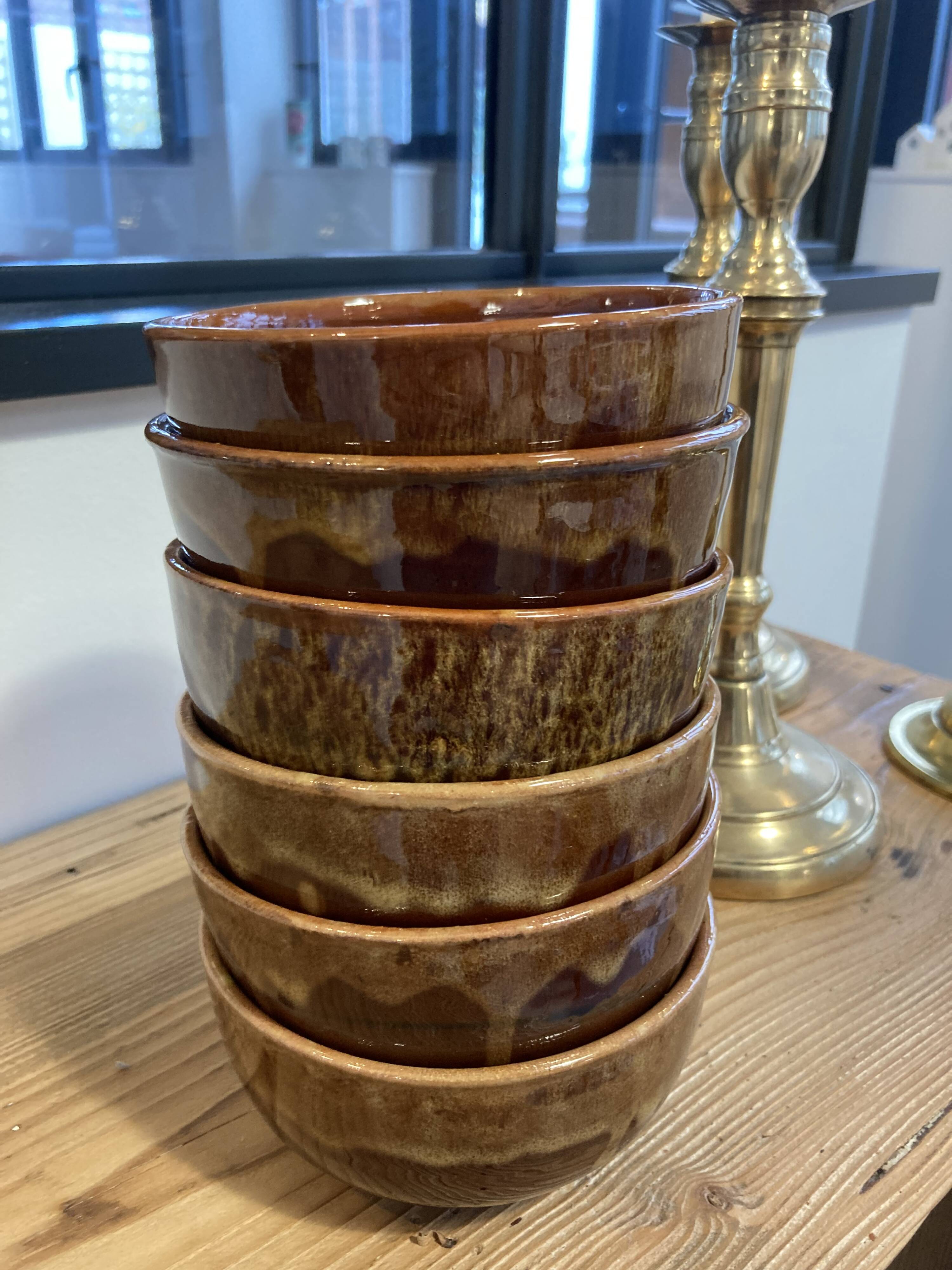 Set of 6 glazed earthenware bowls