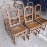 Set of 6 country chairs in solid oak