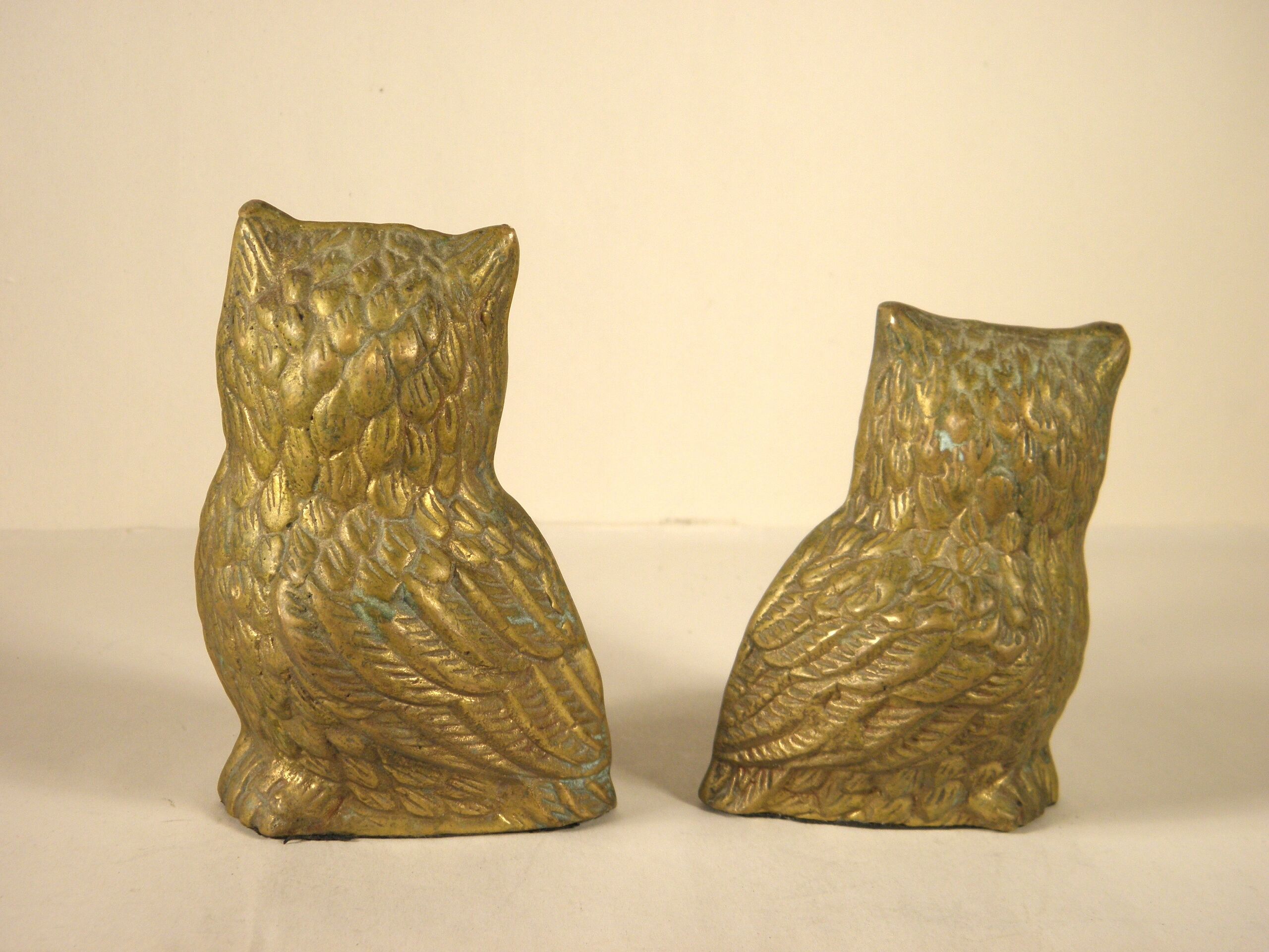 Pair of brass owls