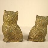Pair of brass owls