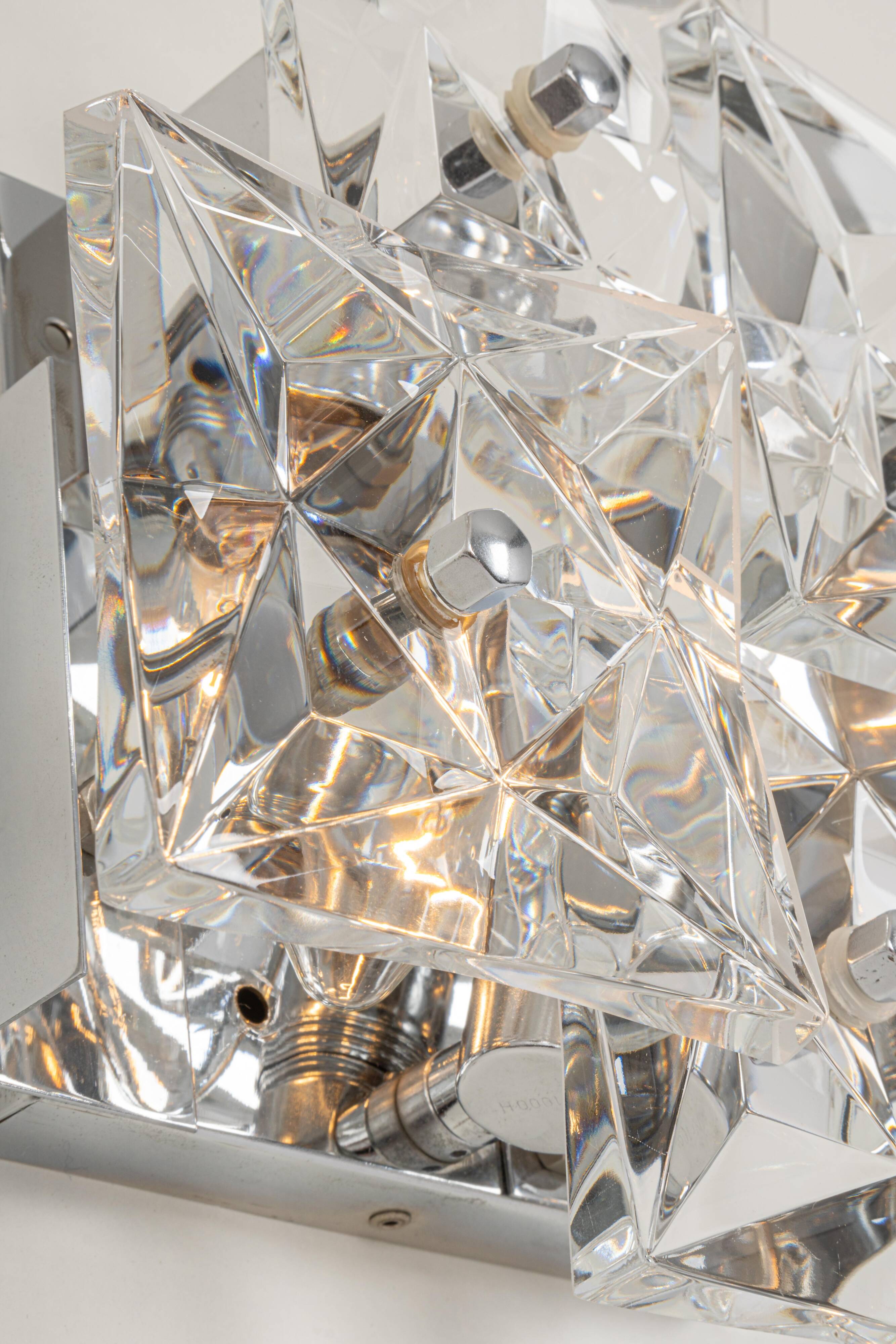 Pair of crystal wall lights by Kinkeldey, Germany, 1970s.