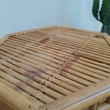 Hexagonal bamboo side table - vintage