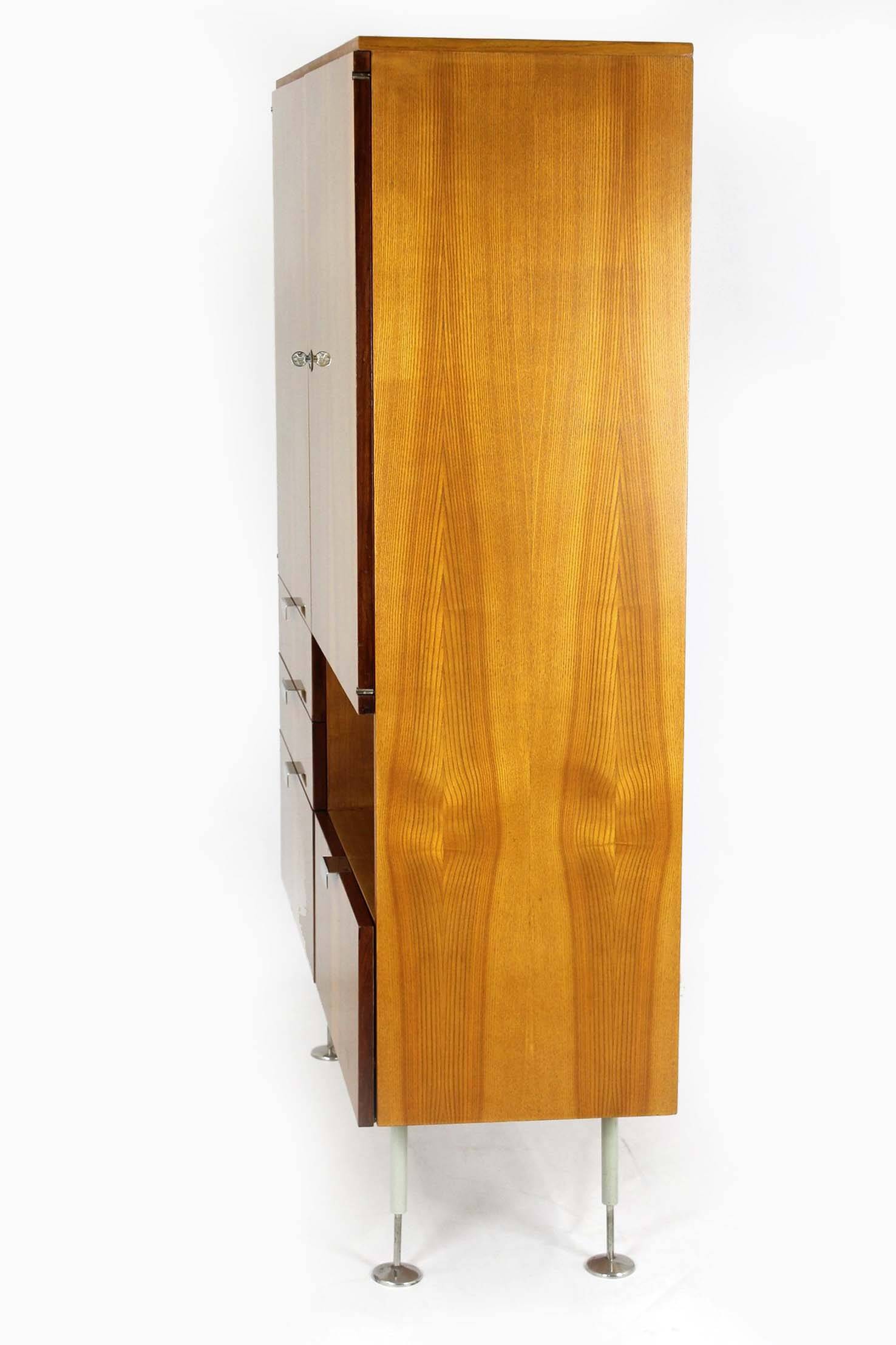 Mid-Century Ash and Walnut Wardrobe from Jitona, 1960s
