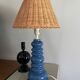 Table lamp in ceramic and woven wicker