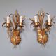 Pair of Italian wall sconces in gilded metal