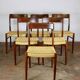 Suite de 6 chaises scandinaves en corde et teck