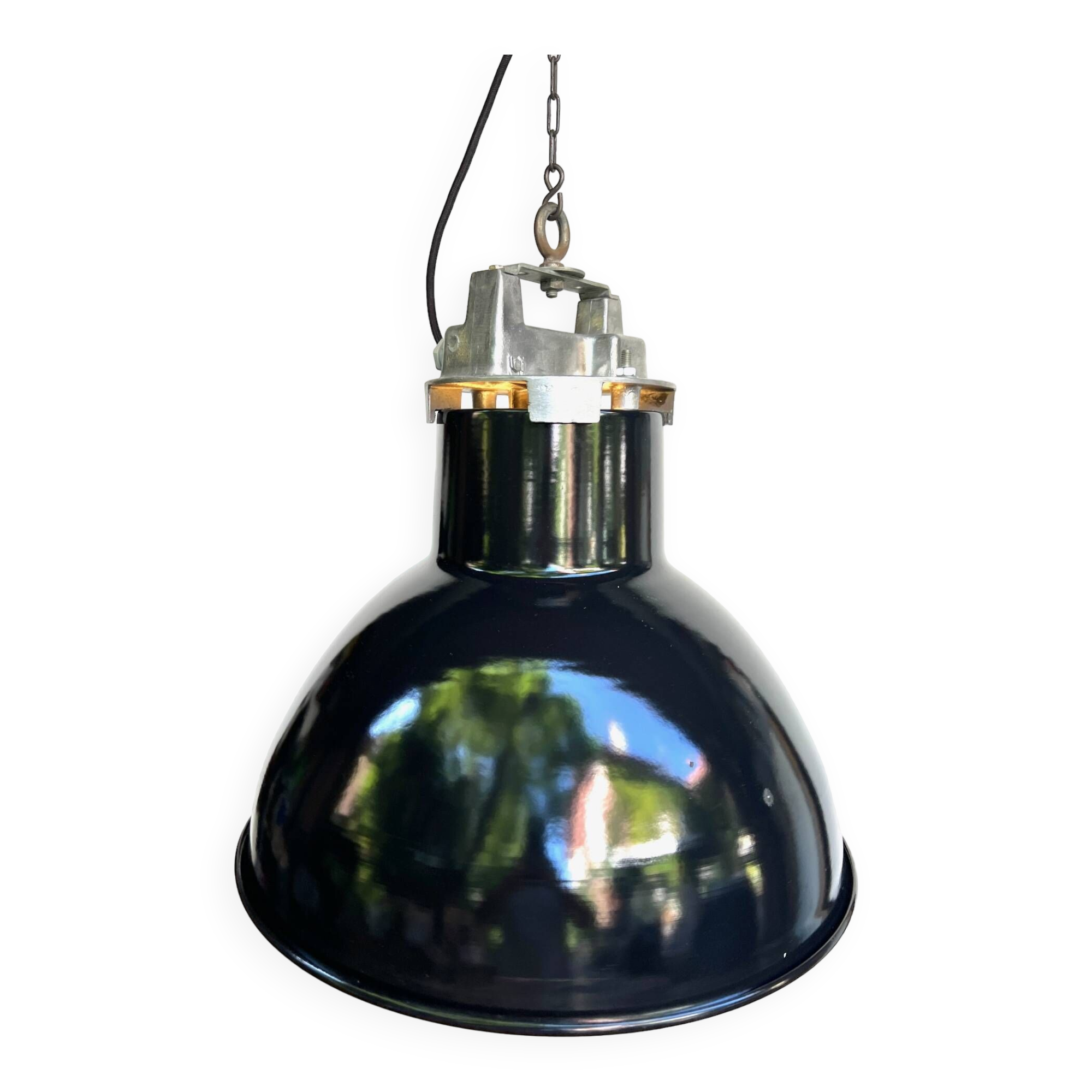 MAZDA INDUSTRIAL PENDANT Ø 50 CM 1960 BLACK ENAMEL