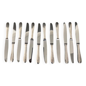 Set of 12 Christofle silver-plated metal knives, 20th century uniplat model