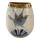 Mexican handcrafted ceramic vase signed bird flower
