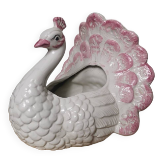 Vintage zoomorphic peacock pink ceramic pot holder